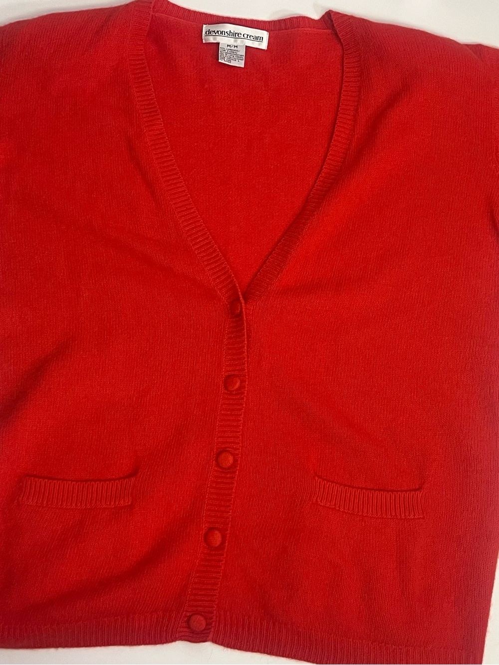 Women's Red Vintage V-Neck Button Cardigan